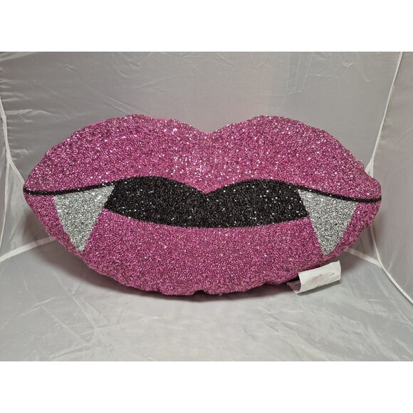 NWT - Sparkles Home Vampire Lips RhineStone Pillow - Picture 1 of 6